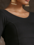 Blouse - Black Knit Stretch 3/4 Sleeves Top Blouse